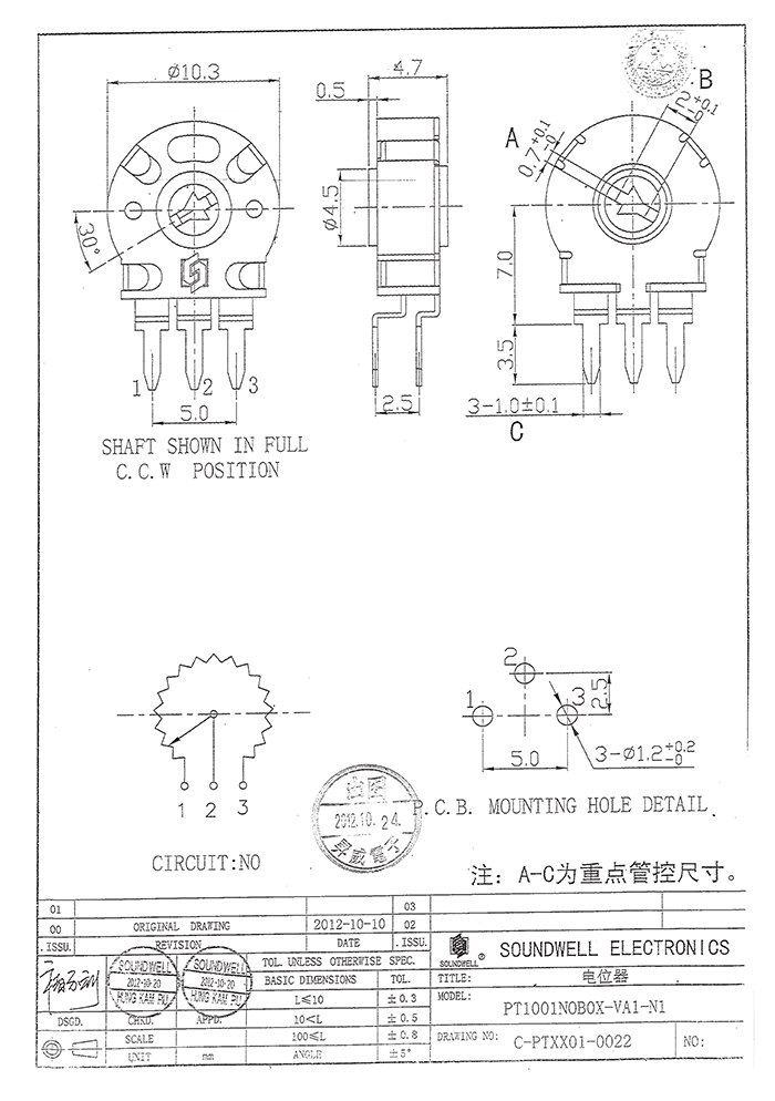 b103西班牙電位器規格書