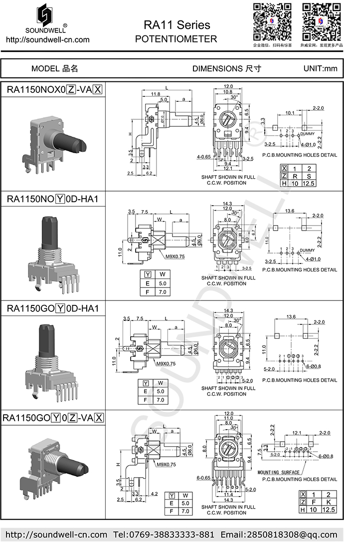 RA11旋轉型電位器